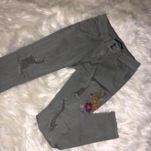 Olive Green Distressed Jeans